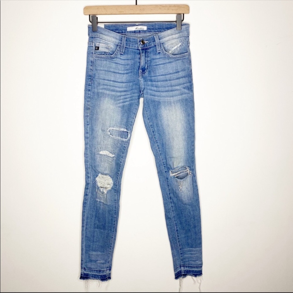 KanCan Mid Rise Distressed Raw Hem Skinny Jeans 24